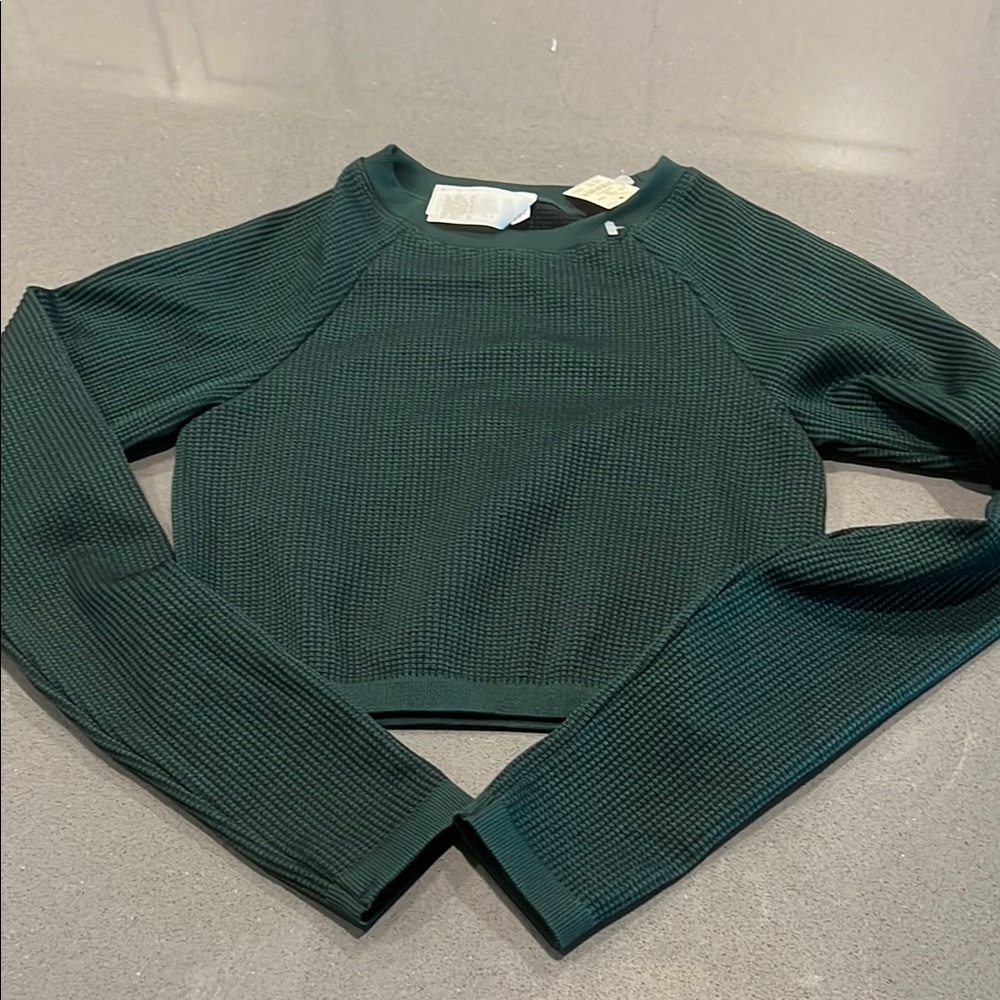 Aerie Dark Green Long Sleeve Crop Top